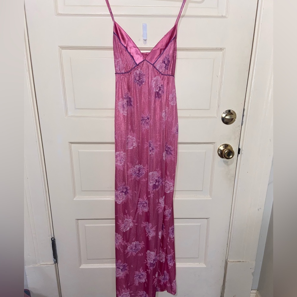 Pink floral formal dress